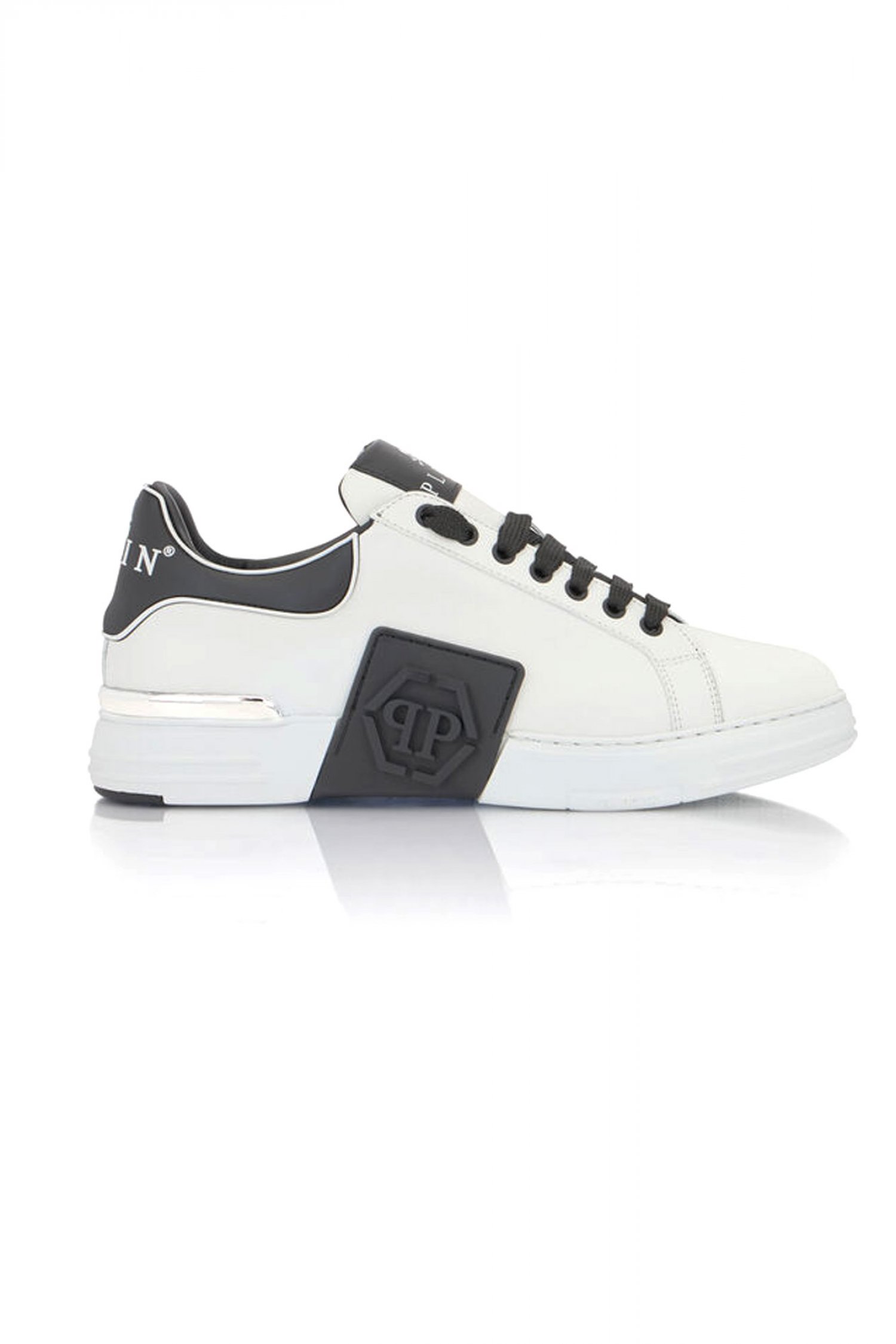 PHILIPP PLEIN ΠΑΠΟΥΤΣΙΑ SNEAKERS LOW-TOP PHANTOM KICK$ ΛΕΥΚΟ-ΜΑΥΡΟ
