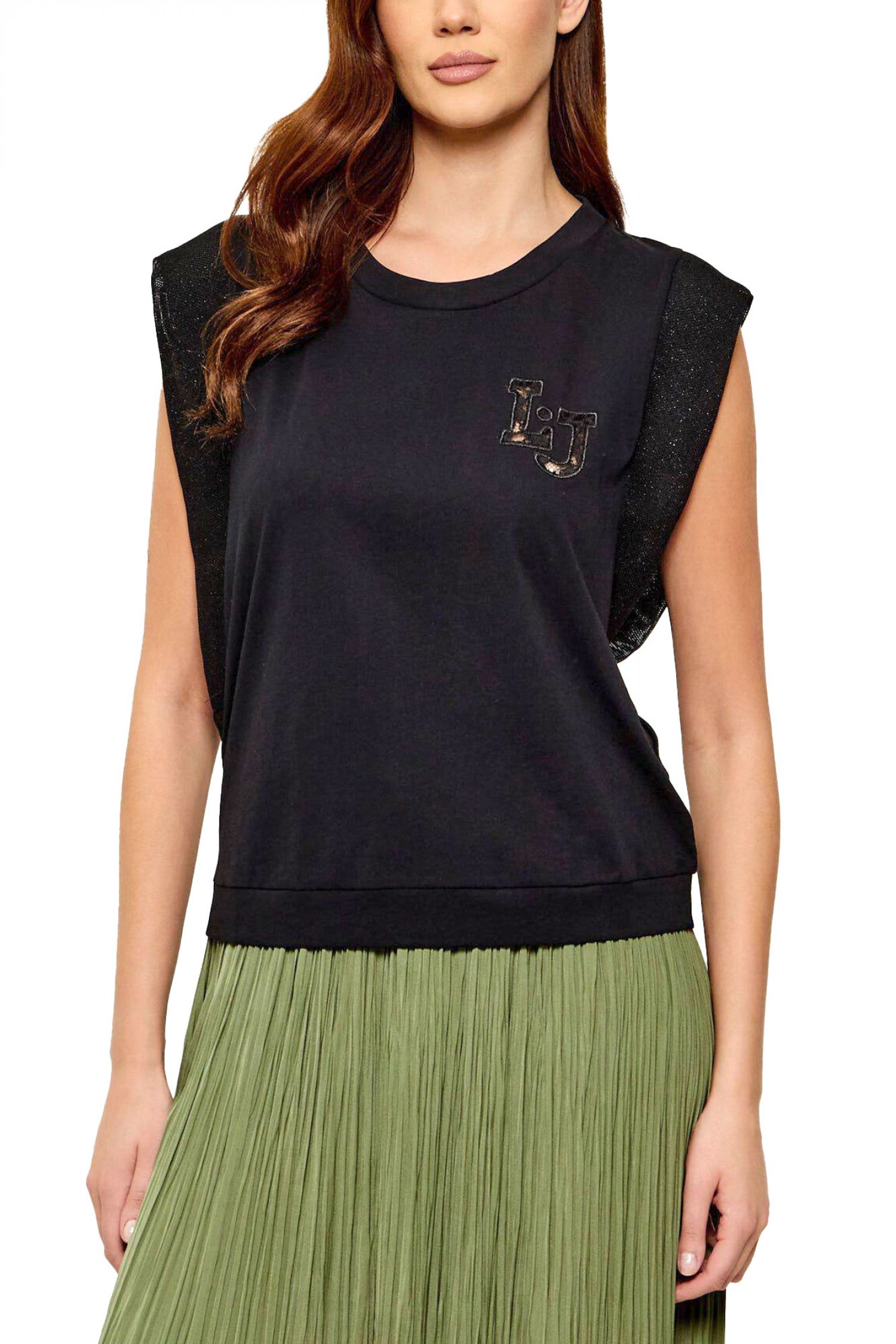 LIU-JO BETTER TANK TOP LOGO ΜΑΥΡΟ