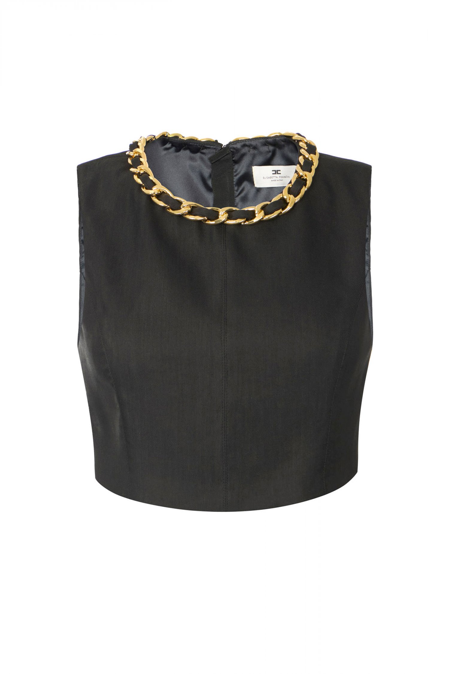 ELISABETTA FRANCHI TOP CROPPED ΧΡΥΣΗ ΑΛΥΣΙΔΑ ΜΑΥΡΟ