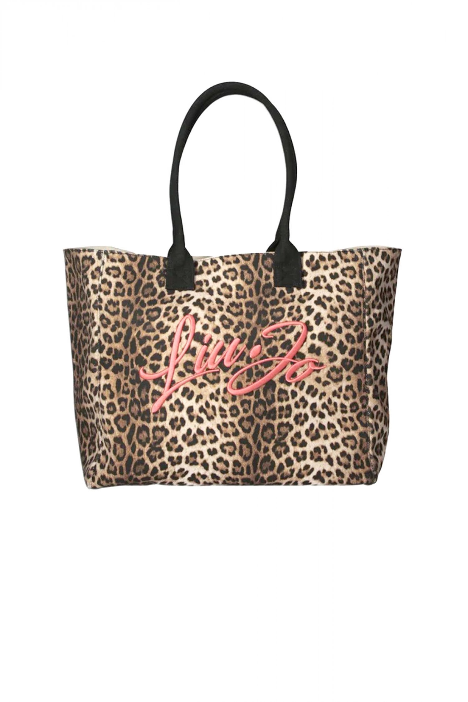 LIU-JO ΤΣΑΝΤΑ ΩΜΟΥ TOTE BEACHWEAR LEOPARD PRINT LOGO ΜΠΕΖ-ΚΑΦΕ