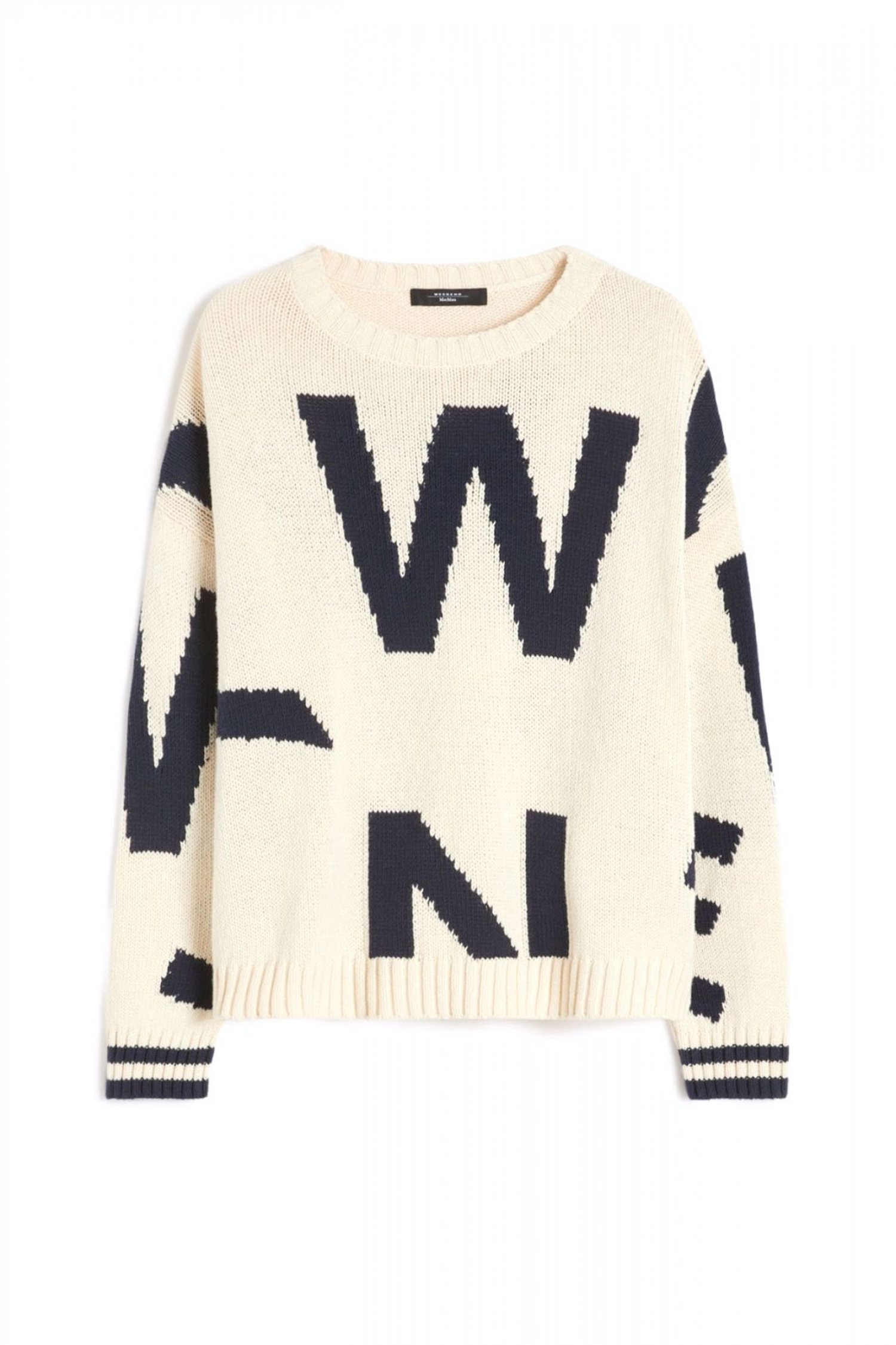MaxMara WEEKEND MAX MARA WEEKEND ΠΛΕΚΤΟ WKDCELEBRE CREW NECK ALL OVER LOGO ΕΚΡΟΥ-ΜΠΛΕ