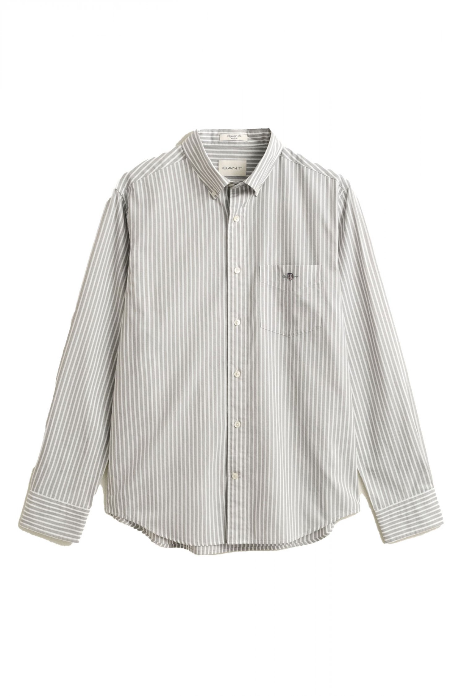 GANT ΠΟΥΚΑΜΙΣΟ ΡΙΓΕ REG CLASSIC POPLIN STRIPE SHIRT ΓΚΡΙ-ΛΕΥΚΟ