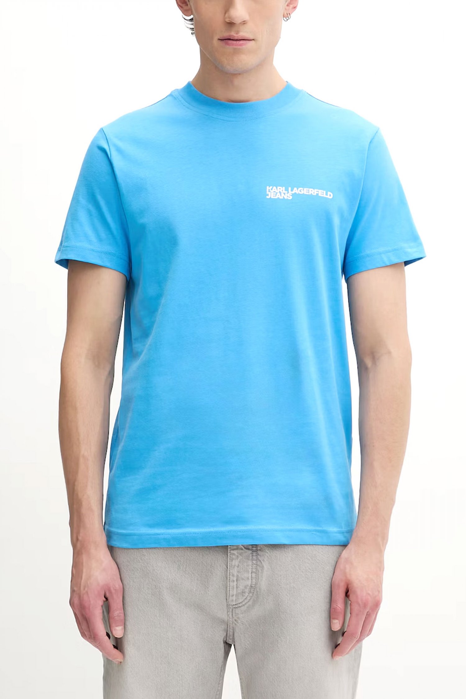 KARL LAGERFELD JEANS T-SHIRT SLIM SS TEE AZURE ΜΠΛΕ