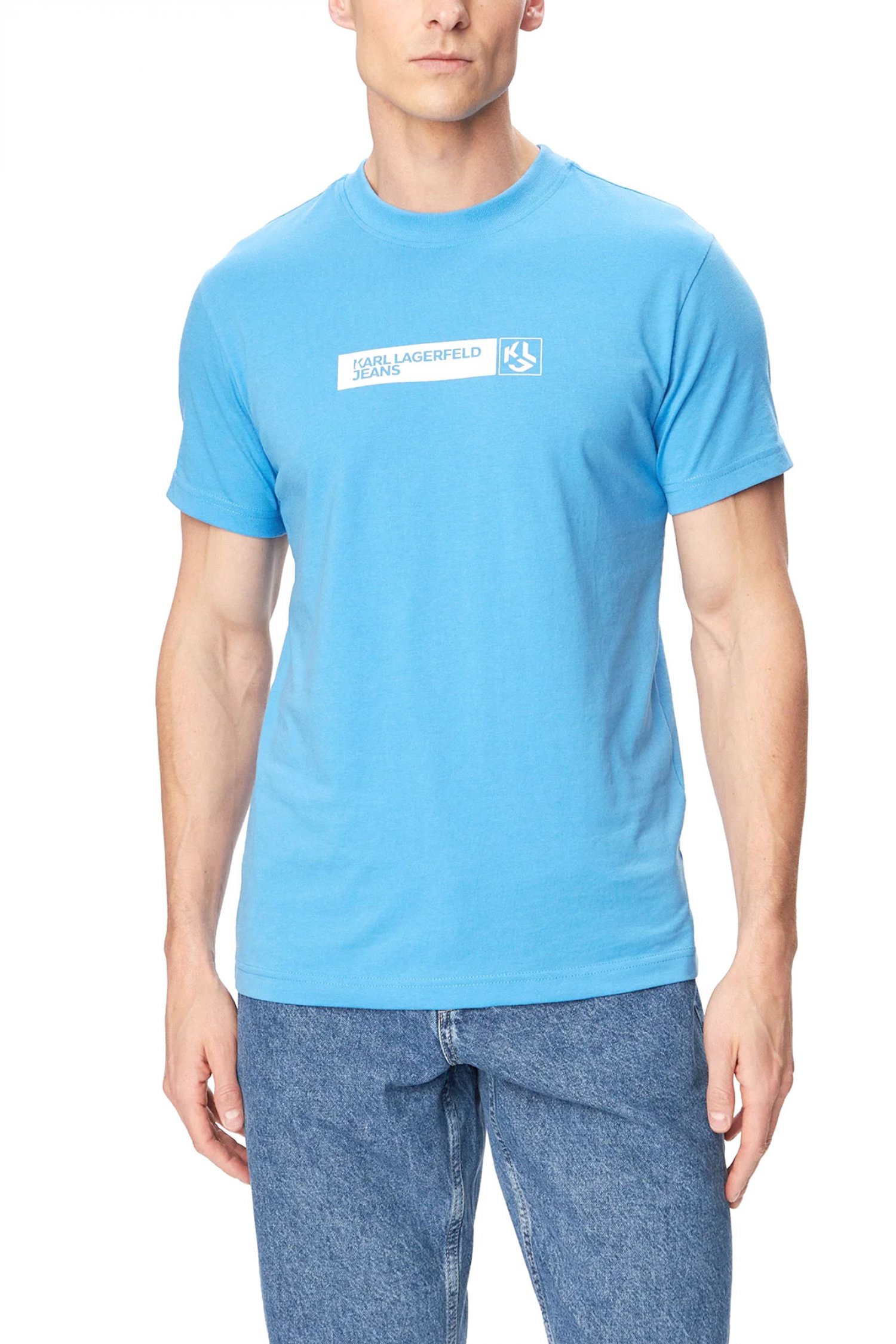 KARL LAGERFELD JEANS T-SHIRT SLIM GRAPHIC TEE AZURE ΜΠΛΕ