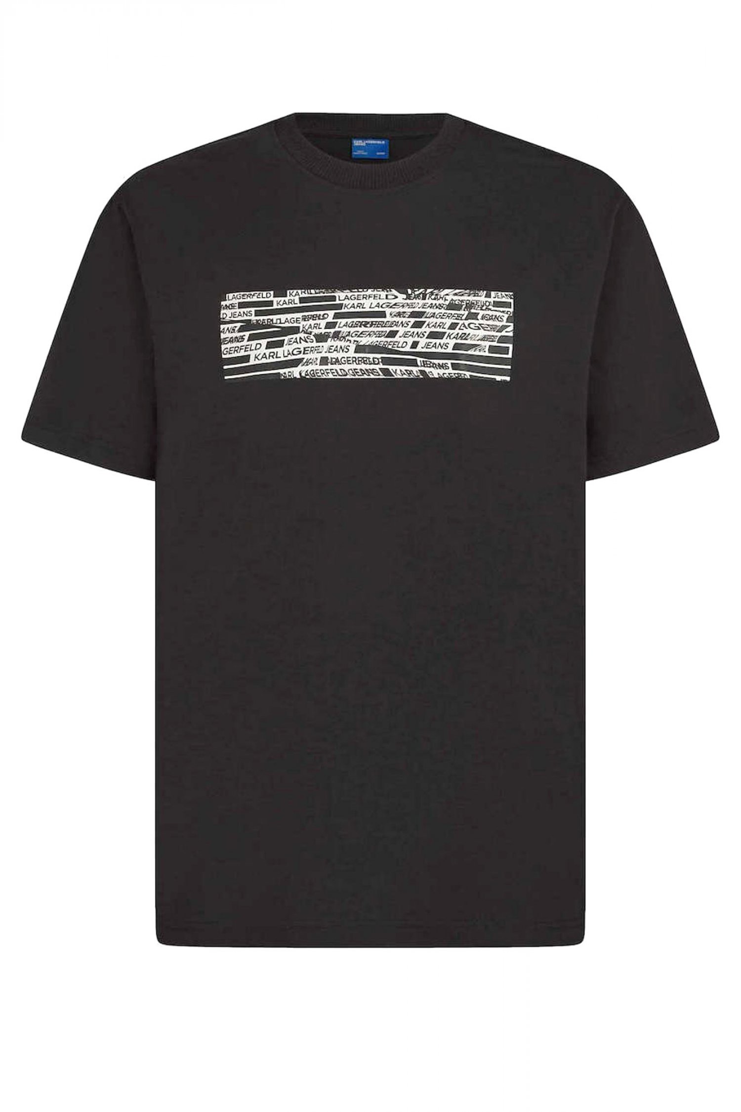 KARL LAGERFELD JEANS T-SHIRT REG SS TAPE LOGO TEE ΜΑΥΡΟ