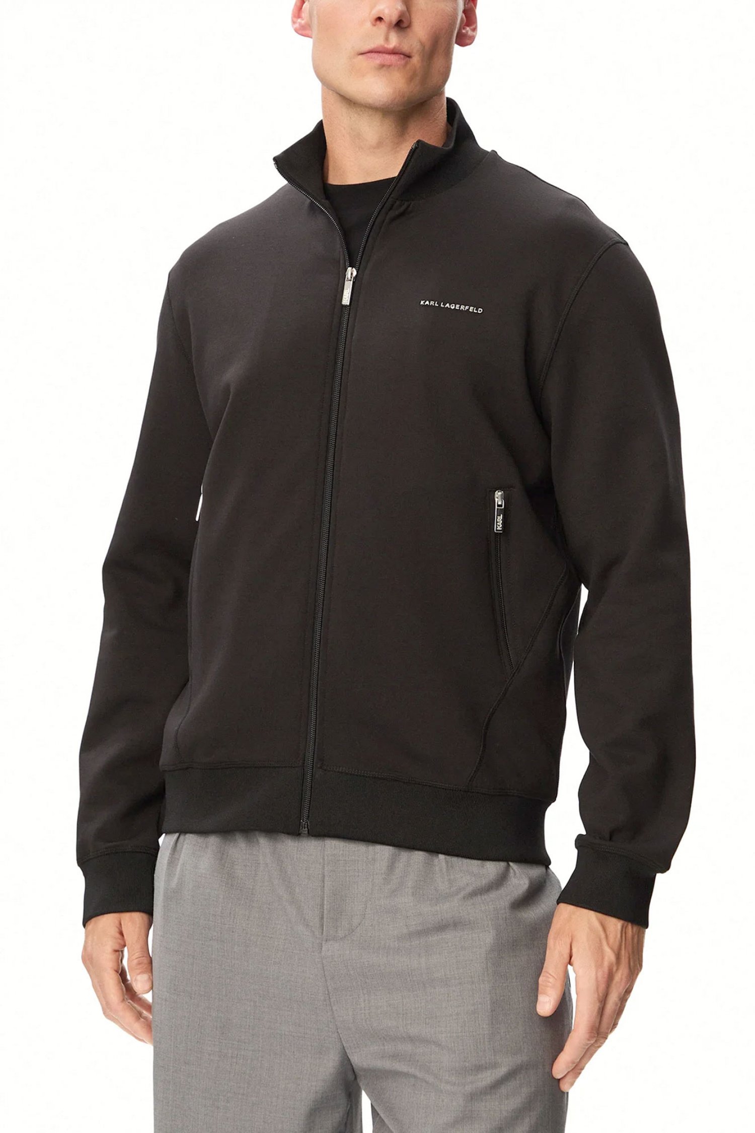 KARL LAGERFELD ΦΟΥΤΕΡ FULLZIP ΜΕΤΑΛΛΙΚΟ LOGO ZIP POCKETS ΜΑΥΡΟ