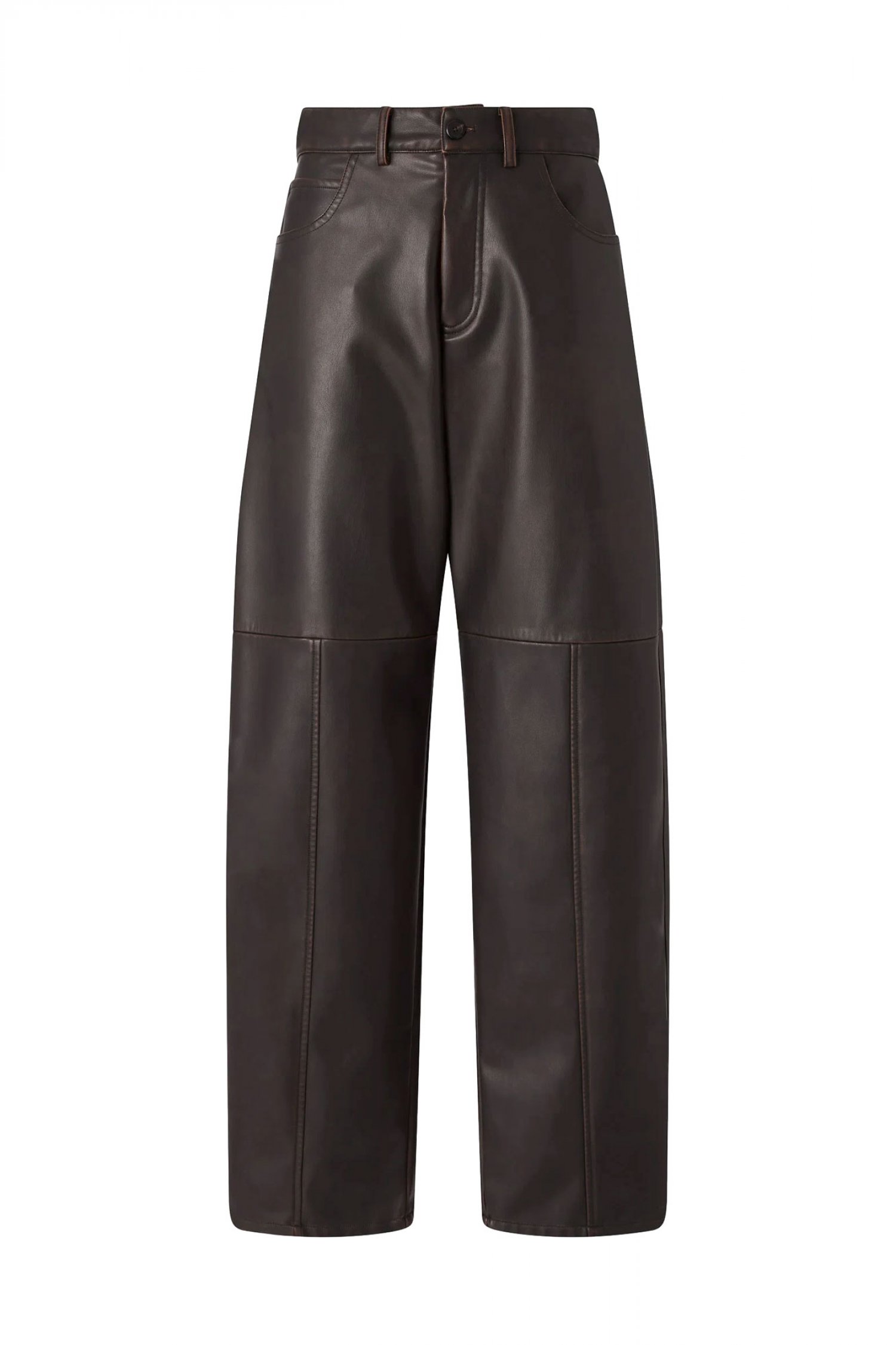 PINKO ΠΑΝΤΕΛΟΝΙ FAUX LEATHER PAPAVERO TROUSERS ΚΑΦΕ