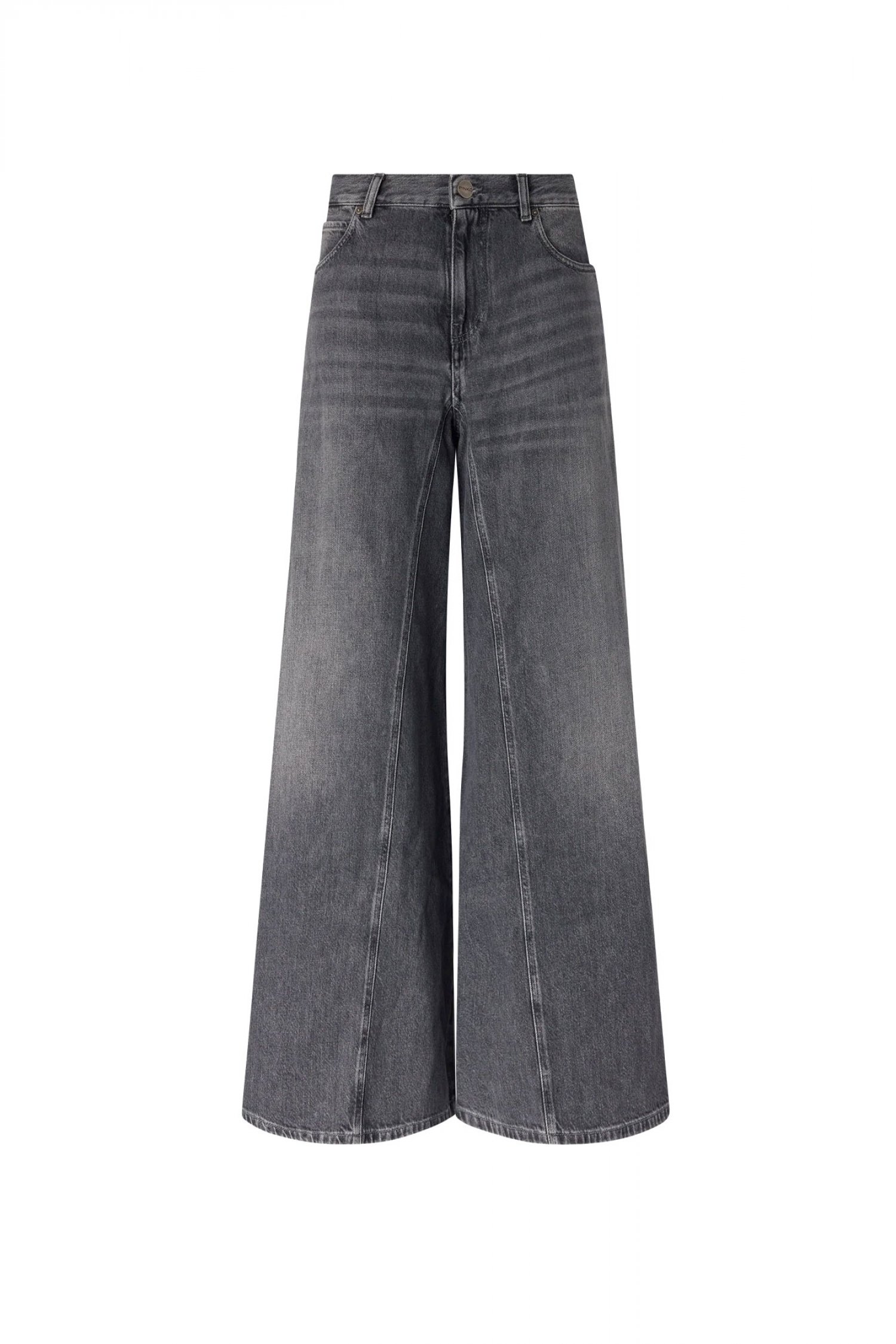 PINKO ΠΑΝΤΕΛΟΝΙ JEANS WINONA WIDE LEG TROUSER ΣΚΟΥΡΟ ΓΚΡΙ