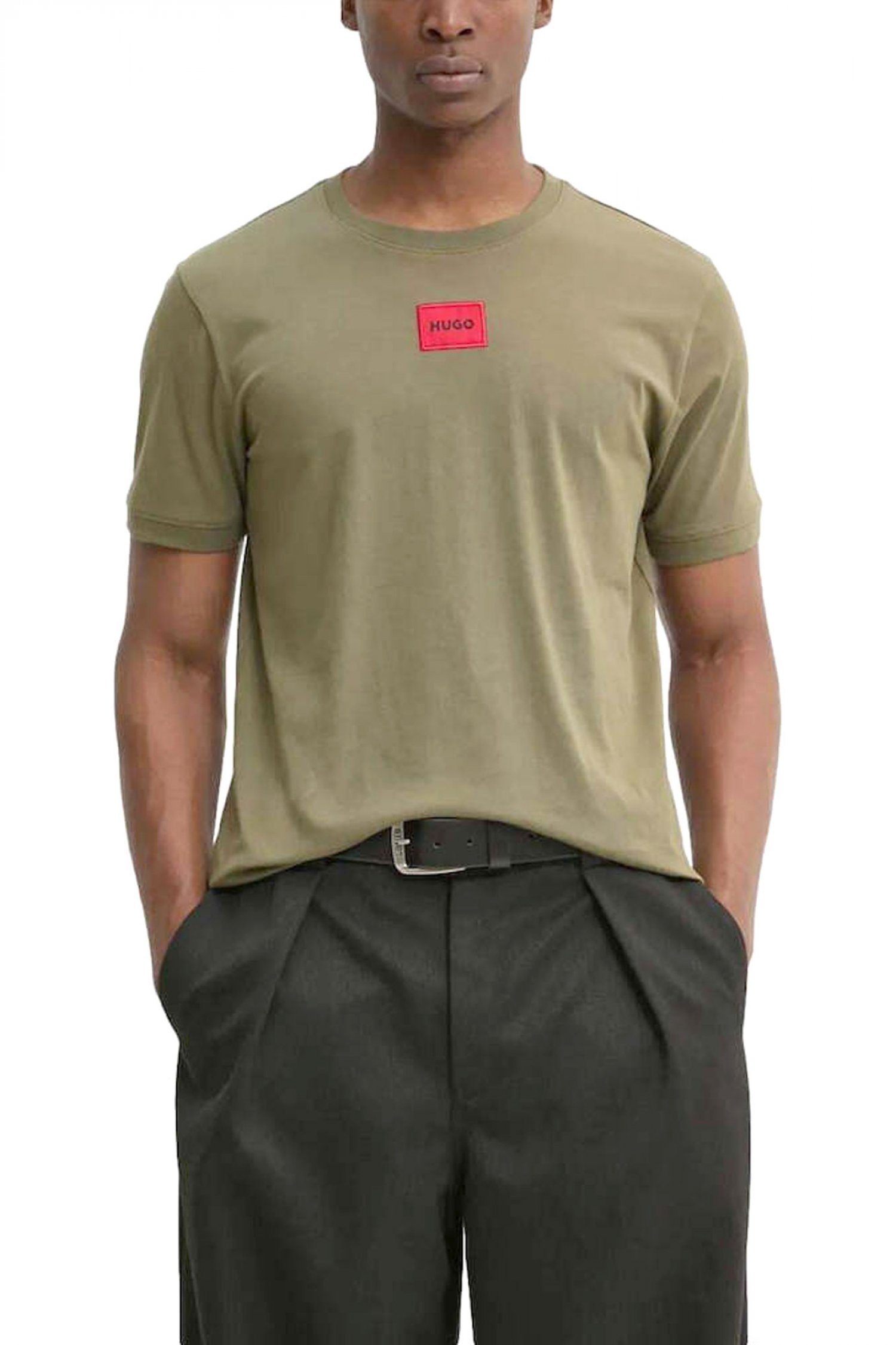 HUGO T-SHIRT DIRAGOLINO212 LOGO ΧΑΚΙ