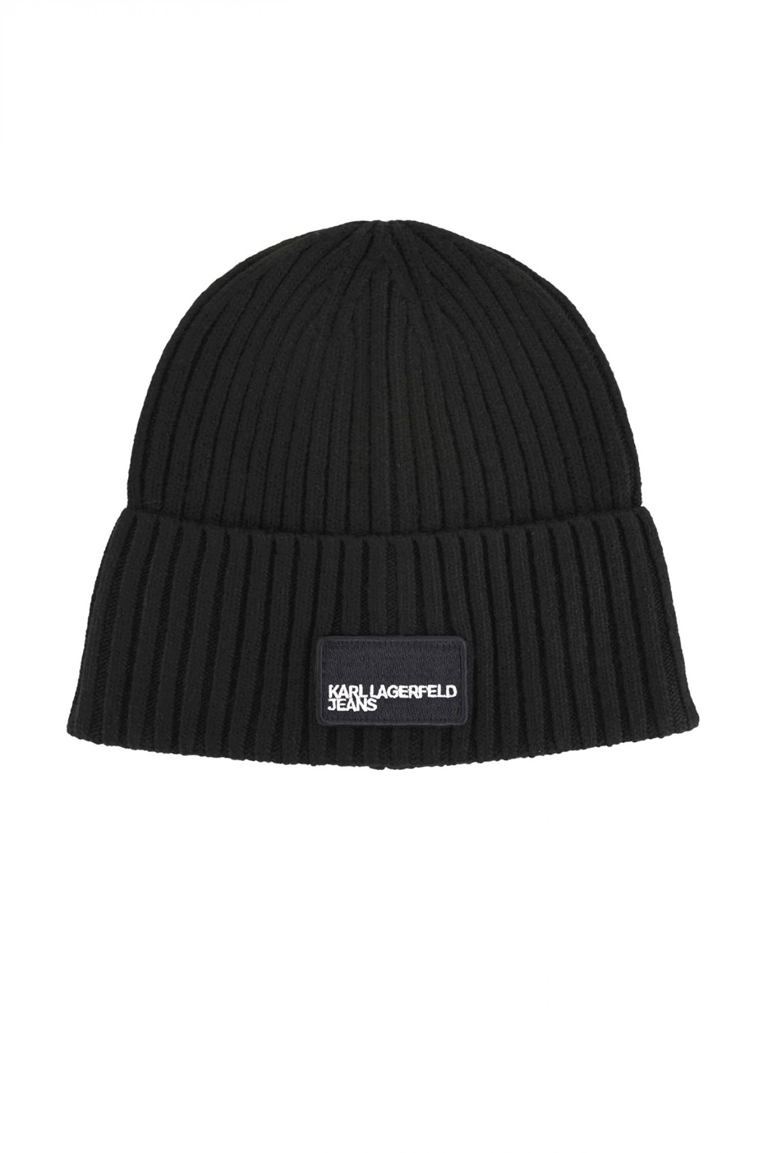 KARL LAGERFELD JEANS ΣΚΟΥΦΟΣ ΠΛΕΚΤΟ TURNED UP BEANIE ΜΑΥΡΟ