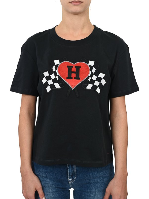 TOMMY HILFIGER TOP BRODY C-NECK HEART ΣΧΕΔΙΑ ΣΗΜΑΙΕΣ ΜΠΛΕ