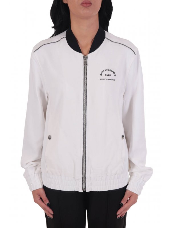 KARL LAGERFELD ΜΠΟΥΦΑΝ CADY BOMBER W/LOGO TAPE ΦΕΡΜΟΥΑΡ ΛΕΥΚΟ
