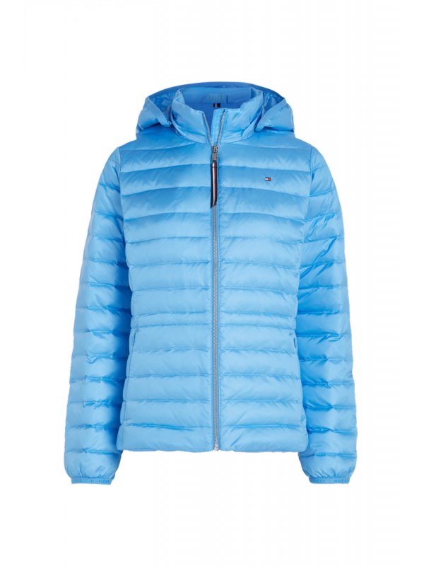 TOMMY HILFIGER ΜΠΟΥΦΑΝ ΑΠΟΣΠΩΝΕΝΗ ΚΟΥΚΟΥΛΑ FEMININ DOWN JACKET LOGO ΜΠΛΕ ΡΑΦ