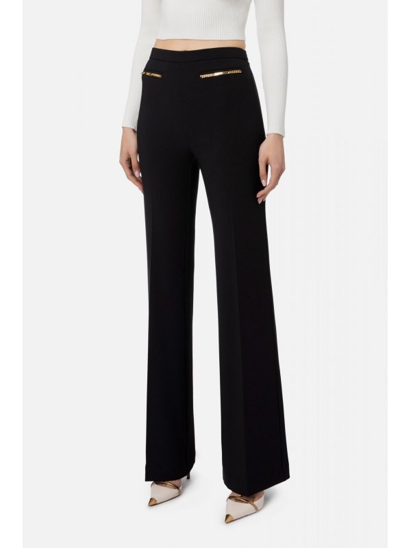 ELISABETTA FRANCHI ΠΑΝΤΕΛΟΝΑ ESSENTIALS ΨΗΛΟΜΕΣΟ ΑΛΥΣΙΔΑ ΤΣΕΠΗ ΜΑΥΡΟ