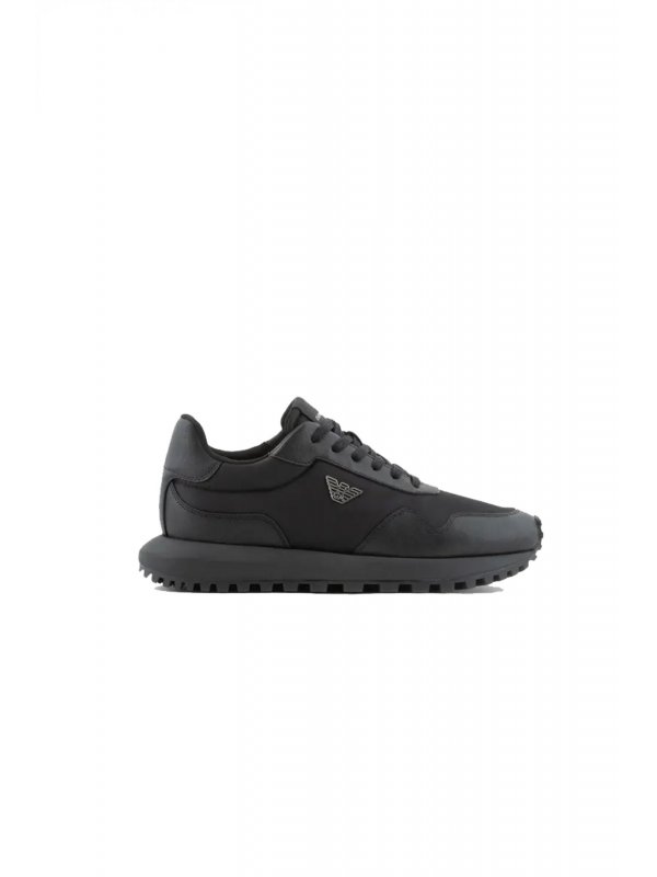 EMPORIO ARMANI  ΠΑΠΟΥΤΣΙΑ SNEAKERS LOGO ΜΑΥΡΟ