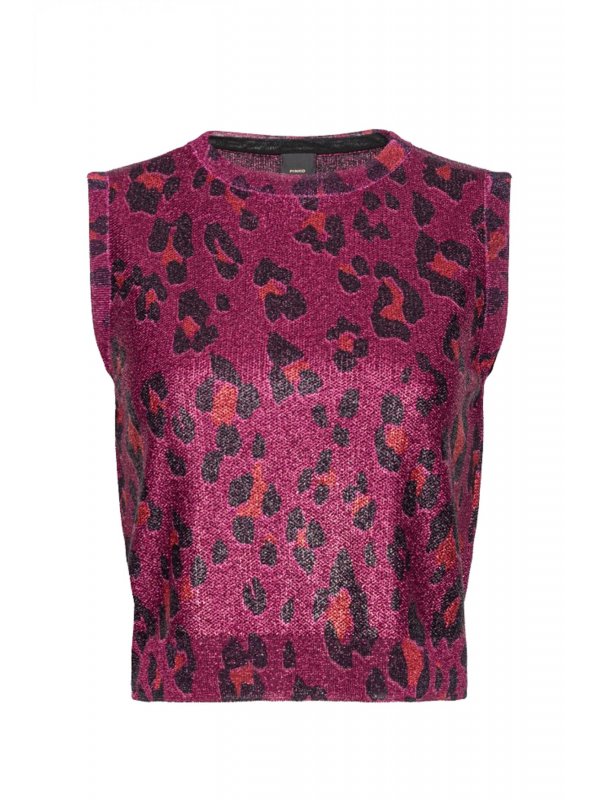 PINKO TOP CAVOLAIA ΑΜΑΝΙΚΟ ΕΜΠΡΙΜΕ ΜΑΥΡΟ/ΜΩΒ