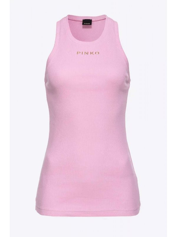 PINKO TOP DISTINTO CANOTTIERA LOGO ΡΟΖ