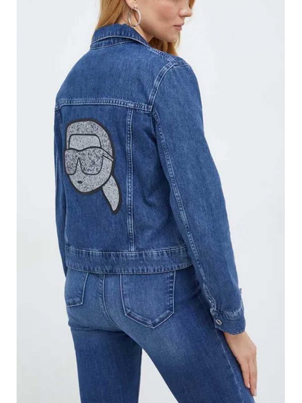 KARL LAGERFELD ΜΠΟΥΦΑΝ JEANS DENIM JACKET LOGO ΠΑΓΕΤΑ ΑΣΗΜΙ