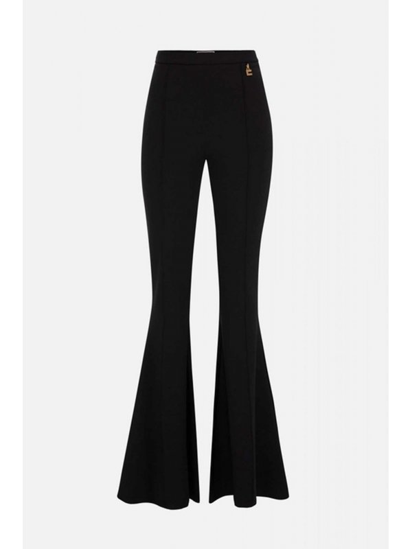 ELISABETTA FRANCHI ΠΑΝΤΕΛΟΝΙ FLARE LOGO ΜΑΥΡΟ