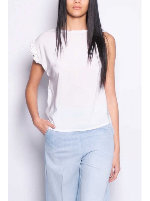 PINKO ΜΠΛΟΥΖΑ TINDARO ΔΙΑΦΟΡΕΤΙΚΑ ΜΑΝΙΚΙΑ ΛΕΥΚΟ