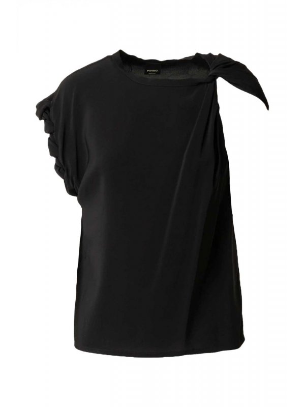 PINKO ΜΠΛΟΥΖΑ TINDARO ΔΙΑΦΟΡΕΤΙΚΑ ΜΑΝΙΚΙΑ ΜΑΥΡΟ