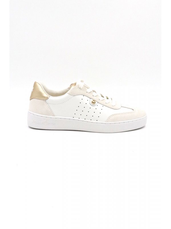 MICHAEL KORS ΠΑΠΟΥΤΣΙΑ SNEAKERS SCOTTY LACE UP LOGO ΧΡΥΣΟ/ΛΕΥΚΟ