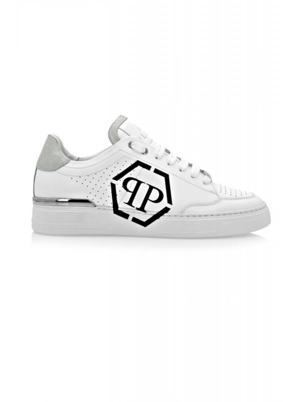 PHILIPP PLEIN ΠΑΠΟΥΤΣΙΑ SNEAKERS LOGO HEXAGON ΛΕΥΚΟ