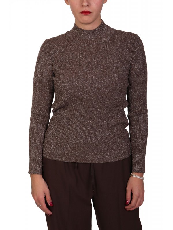 MARELLA MONOCHROME ΜΠΛΟΥΖΑ SANNA ΠΛΕΚΤΟ ΖΙΒΑΓΚΟ LUREX ΚΑΦΕ