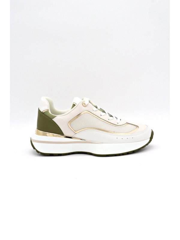 MICHAEL KORS ΠΑΠΟΥΤΣΙΑ SNEAKERS ΑRI TRAINER LOGO EΚΡΟΥ/ΛΑΔΙ