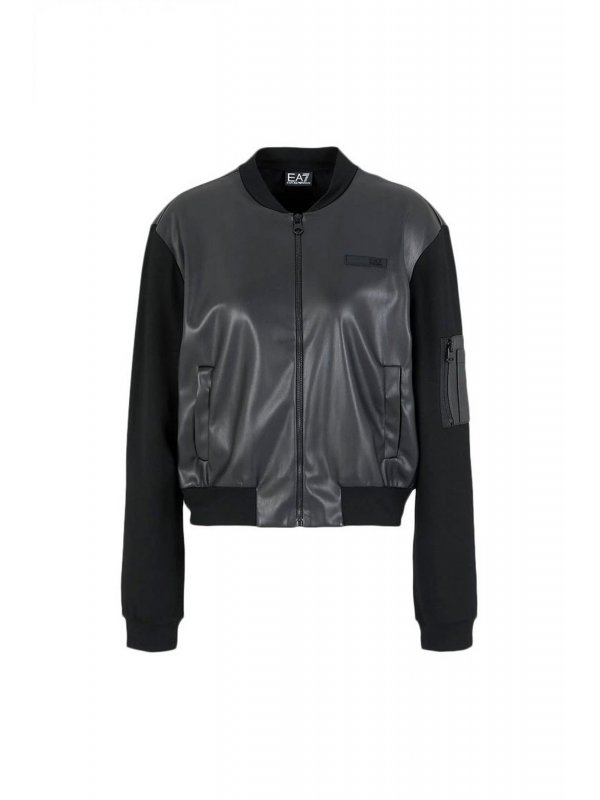 ARMANI 7 JACKET ΦΟΥΤΕΡ FAUX LEATHER ΤΣΕΠΕΣ ΜΑΥΡΟ