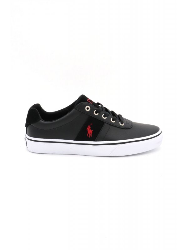 RALPH LAUREN ΠΑΠΟΥΤΣΙΑ SNEAKERS HANFORD II-SK-LTL ΜΑΥΡΟ-ΚΟΚΚΙΝΟ