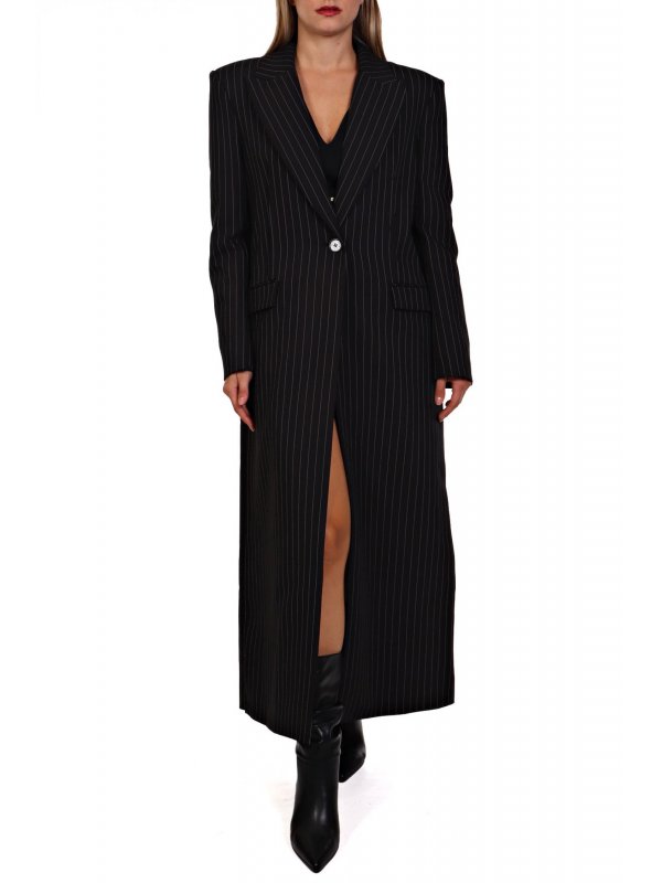 PATRIZIA PEPE ΠΑΛΤΟ ΣΚΙΣΙΜΟ ΠΛΑΙ ΡΙΓΕ ΜΑΥΡΟ