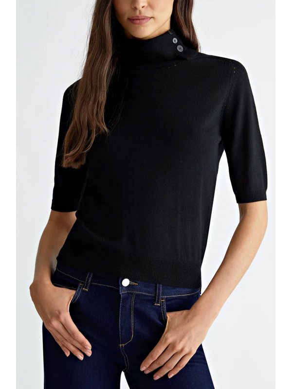 LIU JO ΜΠΛΟΥΖΑ ΠΛΕΚΤΟ ΖΙΒΑΓΚΟ ΚΟΥΜΠΙΑ ΕΛΑΣΤΙΚΟ ΜΑΥΡΟ