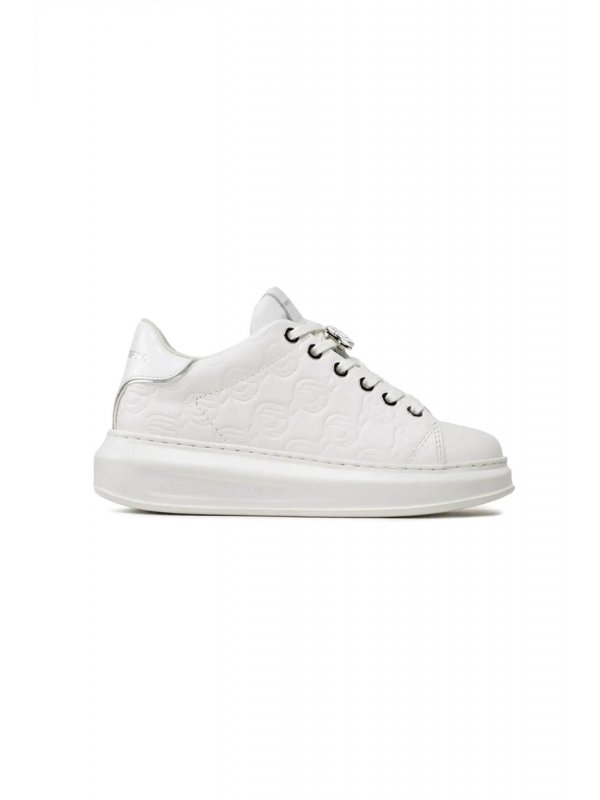 KARL LAGERFELD ΠΑΠΟΥΤΣΙΑ SNEAKERS KC EMBOSS LO LACE ALL OVER LOGO ΑΝΑΓΛΥΦΟ ΛΕΥΚΟ