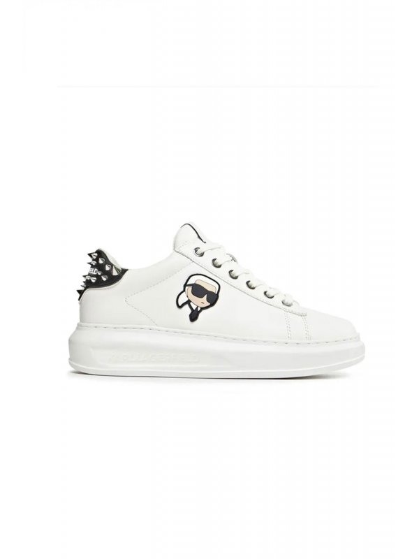 KARL LAGERFELD ΠΑΠΟΥΤΣΙΑ SNEAKERS NFT STUD TAB MΕΤΑΛΛΙΚΑ ΤΡΟΥΞ LOGO ΛΕΥΚΟ