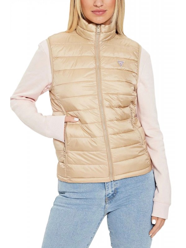 GUESS JEANS ΜΠΟΥΦΑΝ ΑΜΑΝΙΚΟ ΦΟΥΣΚΩΤΟ ΜΠΕΖ