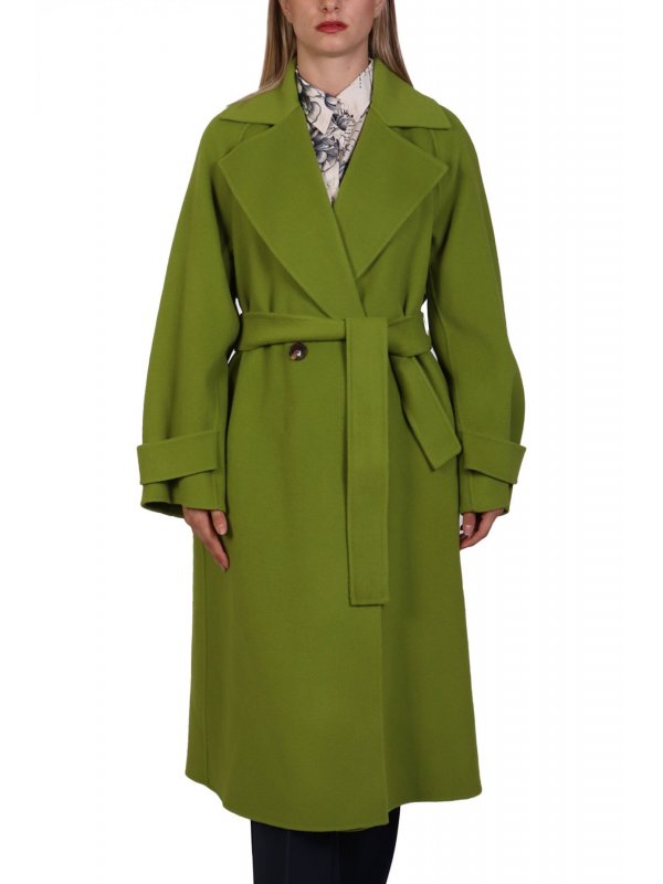 MARELLA ΠΑΛΤΟ ARLEY ΜΑΛΛΙΝΟ ΣΤΑΥΡΩΤΟ ΜΑΚΡΥ ΠΡΑΣΙΝΟ