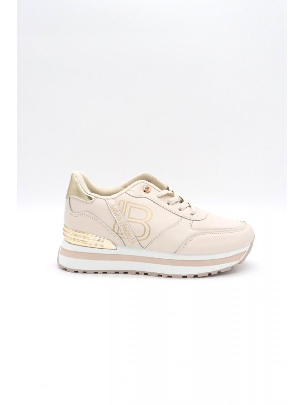 LAURA BIAGIOTTI ΠΑΠΟΥΤΣΙΑ SNEAKERS ΧΡΥΣΕΣ ΛΕΠΤΟΜΕΡΕΙΕΣ LOGO ΜΠΕΖ