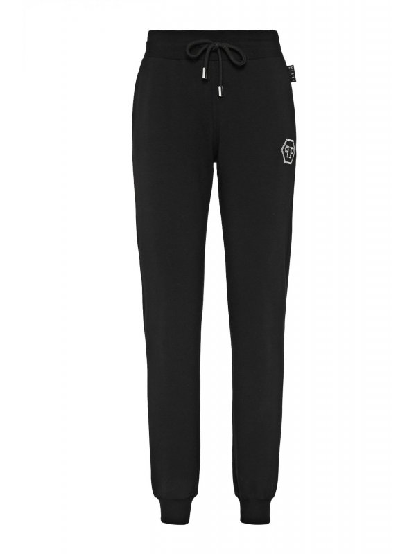 PHILIPP PLEIN ΠΑΝΤΕΛΟΝΙ ΦΟΡΜΑΣ LOGO CRYSTAL HEXAGON ΜΑΥΡΟ