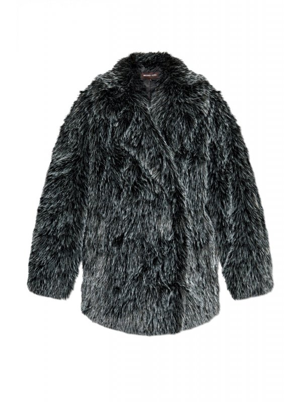 MICHAEL KORS ΠΑΛΤΟ FAUX FUR ΜΑΥΡΟ-ΓΚΡΙ