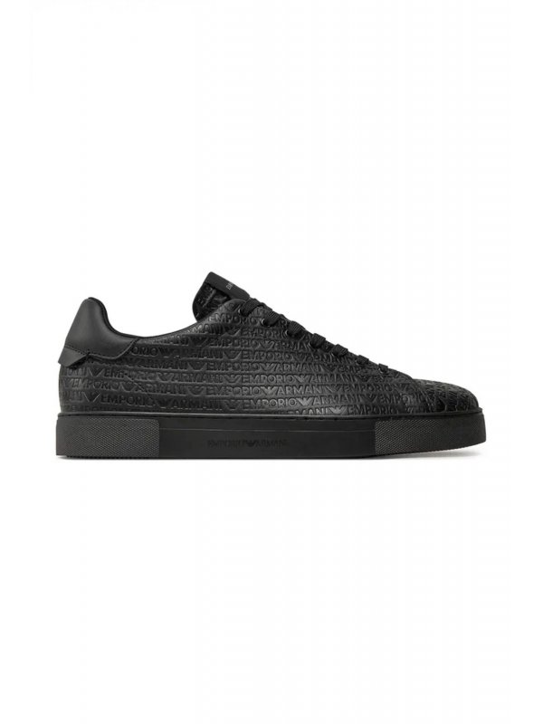 EMPORIO ARMANI ΠΑΠΟΥΤΣΙΑ SNEAKERS ALL OVER LOGO ΜΑΥΡΟ