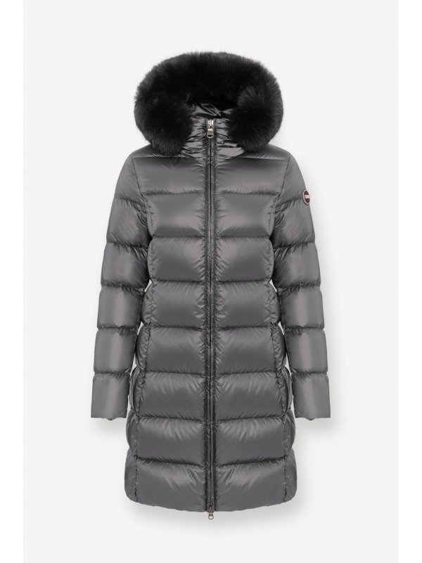 COLMAR ΜΠΟΥΦΑΝ ΦΟΥΣΚΩΤΟ DOWN JACKET FUR LOGO ΓΚΡΙ ΑΝΘΡΑΚΙ