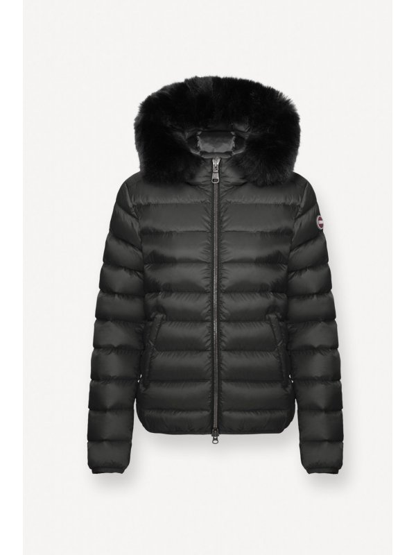 COLMAR ΜΠΟΥΦΑΝ ΦΟΥΣΚΩΤΟ DOWN JACKET FUR LOGO ΜΑΥΡΟ