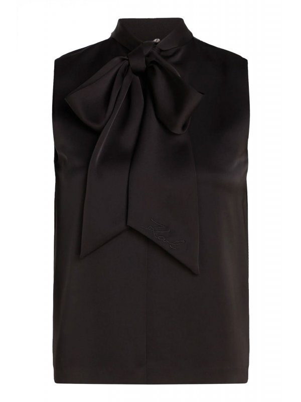 KARL LAGERFELD TOP ΑΜΑΝΙΚΟ RHINESTONE EVENING ΓΡΑΒΑΤΑ ΜΑΥΡΟ