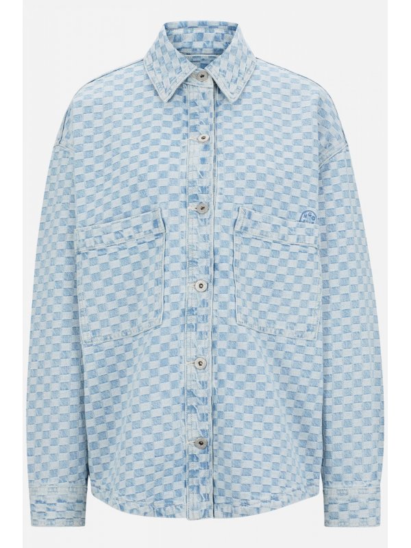 HUGO BLUE ΜΠΟΥΦΑΝ JACKET JEANS GARESA_B CHECK ΑΝΟΙΧΤΟ ΜΠΛΕ