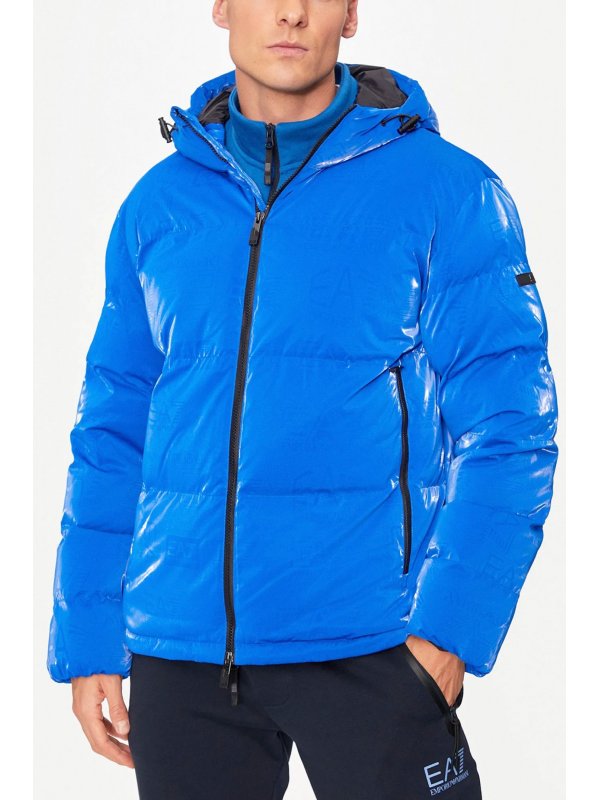 ARMANI 7 ΜΠΟΥΦΑΝ ΦΟΥΣΚΩΤΟ HOODIE LOGO ΡΟΥΑ ΜΠΛΕ