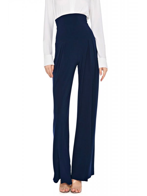 NORMA KAMALI ΠΑΝΤΕΛΟΝΑ HIGH WAIST PLEAT ΣΚΟΥΡΟ ΜΠΛΕ