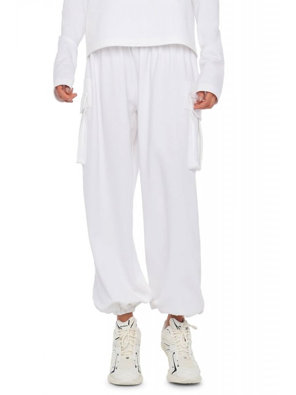 NORMA KAMALI ΦΟΡΜΑ ΦΟΥΤΕΡ OVERSIZED BOYFRIEND CARGO SWEATPANT ΛΕΥΚΟ