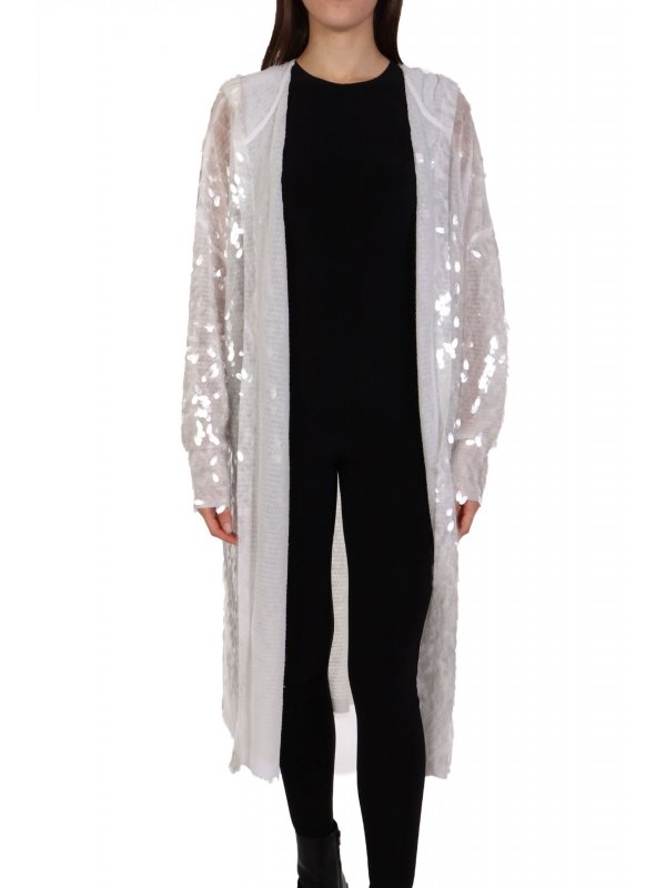 NORMA KAMALI ΖΑΚΕΤΑ HOODED ROBE TO KNEE ΠΑΓΙΕΤΑ ΛΕΥΚΟ