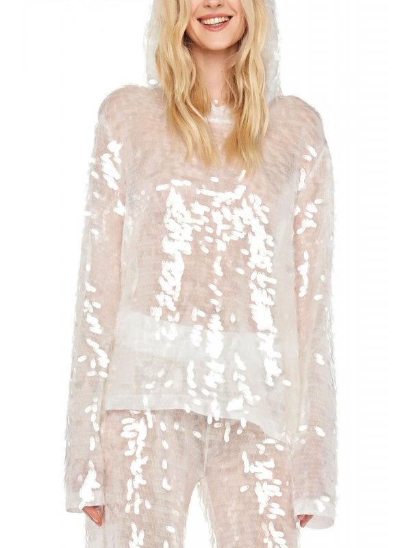 NORMA KAMALI TOP BOYFRIEND LONG SLEEVE HOODED ΠΑΓΙΕΤΑ ΛΕΥΚΟ